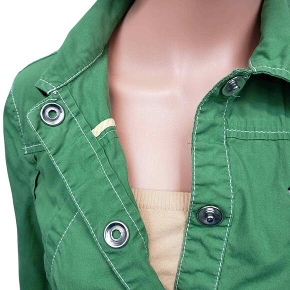 Ann Taylor LOFT Jacket Safari Utility Style Sz 8 Green Snap Closure Vintage y2k - Picture 3 of 12